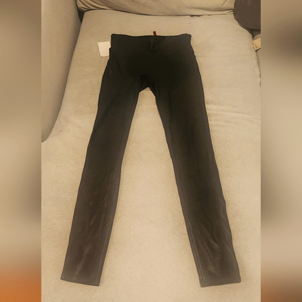Spanx Black Faux Leather Shiny Leggings S